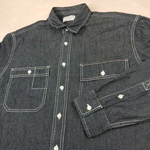 Giordano‎ Small Mens Shirt Denim Long Sleeve Button Up Relaxed 21x27